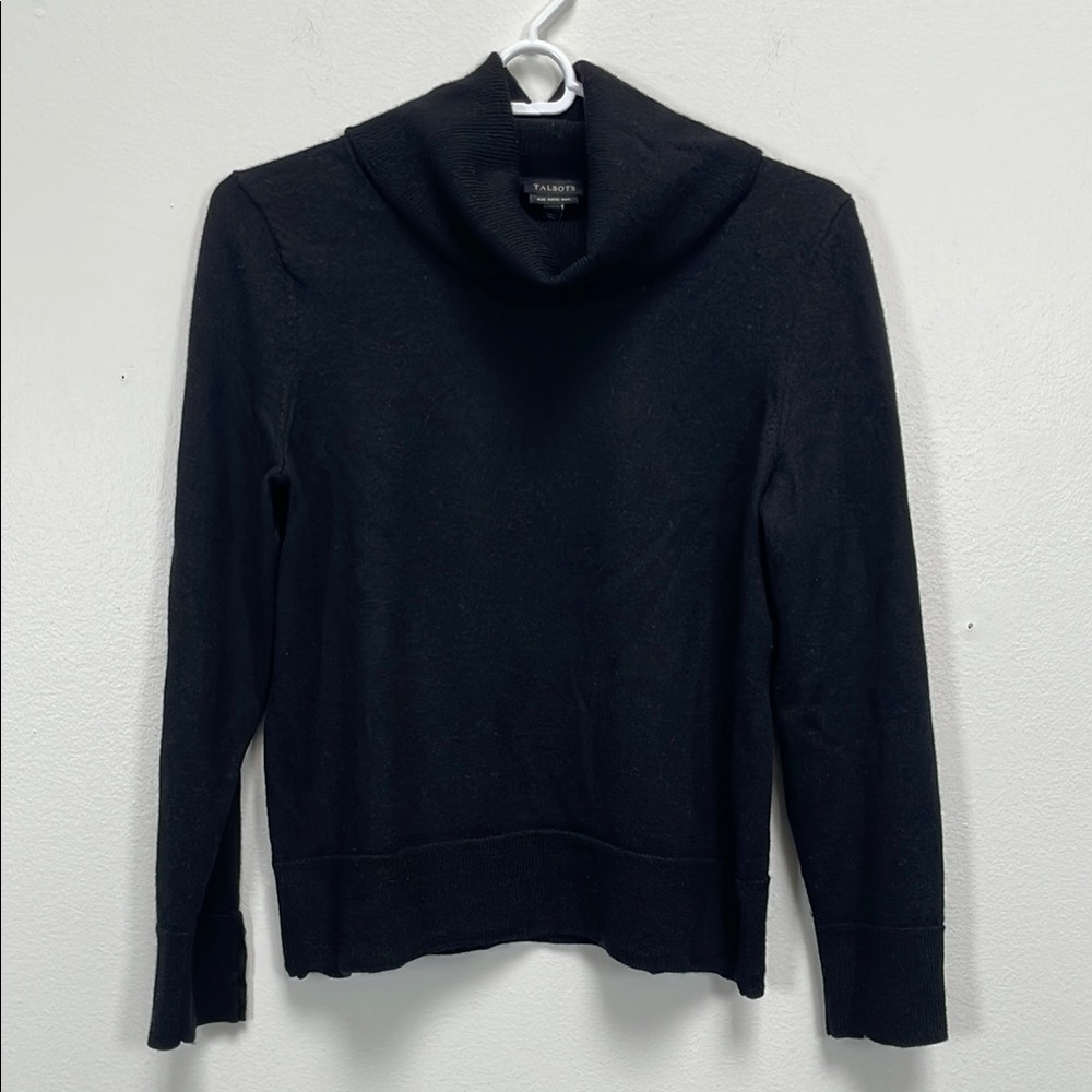 Talbots Black Turtleneck Sweater with 3/4 sleeves